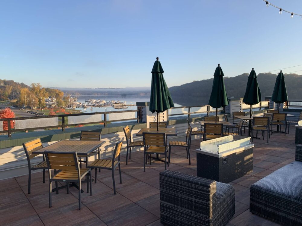 Enjoy the view at Papa's Rooftop, one of the best places to eat in Stillwater on the water.